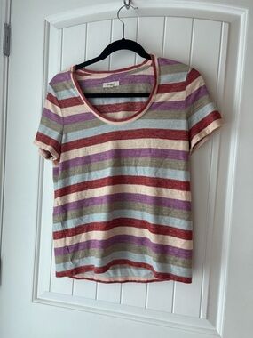 Madewell Multi-Color Striped Short Sleeve Scoop Neck Tee